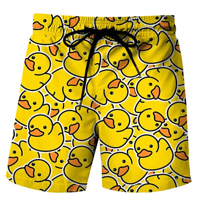 short de bain plage canard imprimé jaune