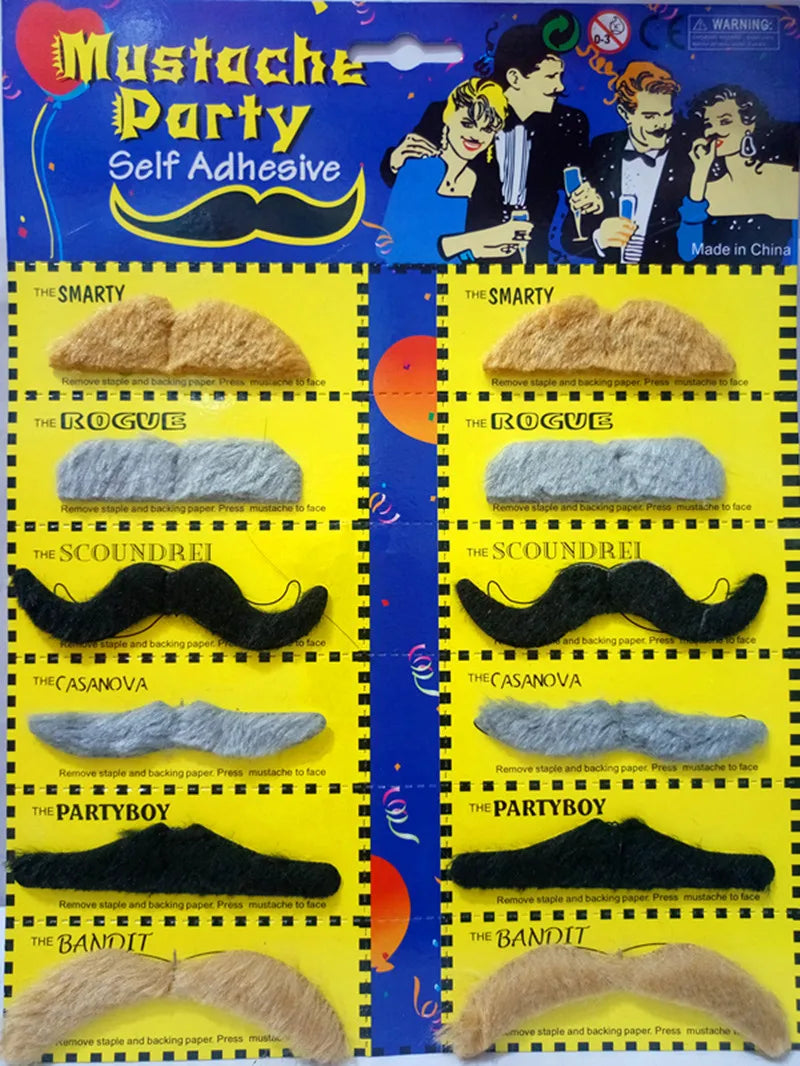 moustache à coller de plusieurs couleurs