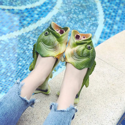 Chaussons poisson crocs humour
