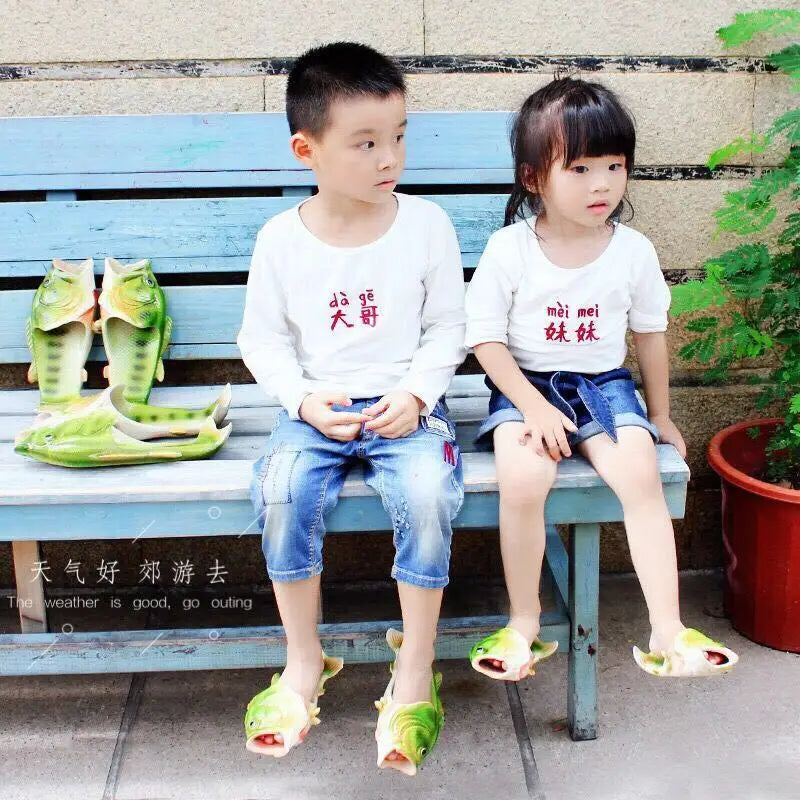 Chaussons poisson crocs humour