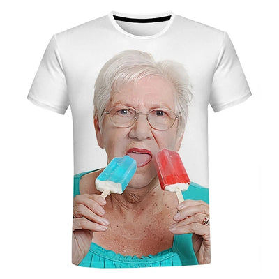 t-shirt vieille deux glaces mamie