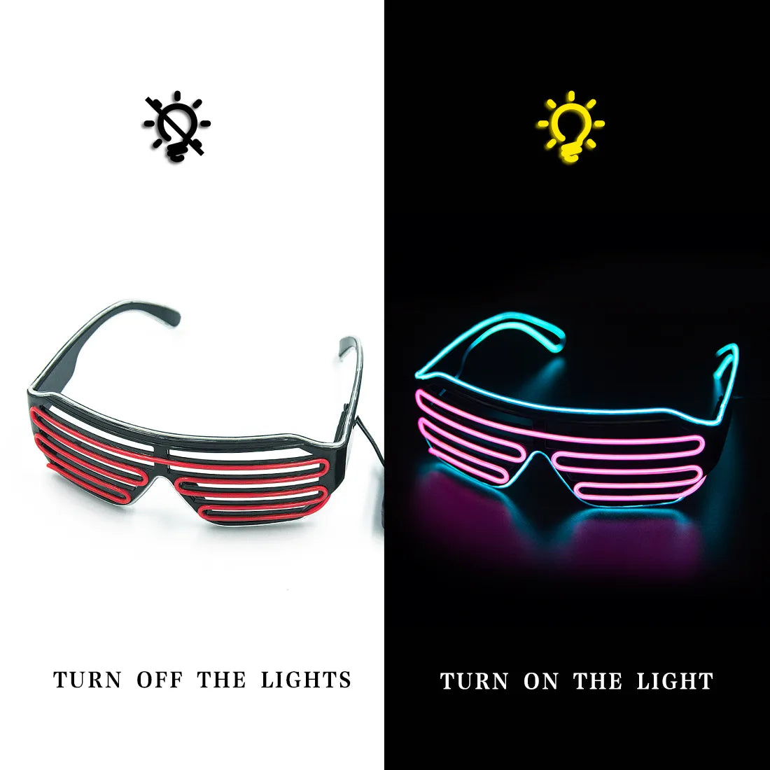 lunettes néons leds discotheque lumineuse
