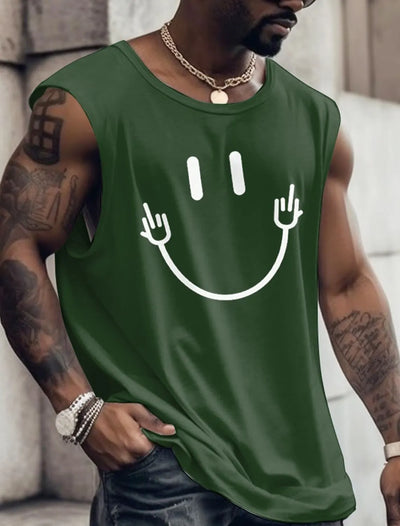debardeur vert avec un doigt d'honneur smiley