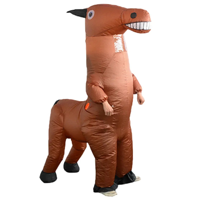 Costume De Cheval Gonflable Pour Adultes 150-190 Cm - Déguisement Poney Animal Ultra Amusant Pour Halloween, Carnaval, Fêtes Et Soirées à Thème