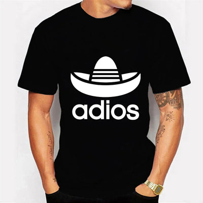 T-shirt humoristique Adios (imitation adidas)