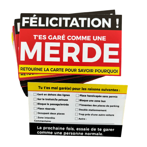 carte drôle t'es garé merde