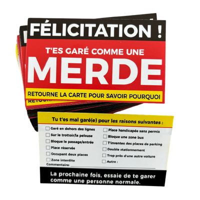 carte drôle t'es garé merde