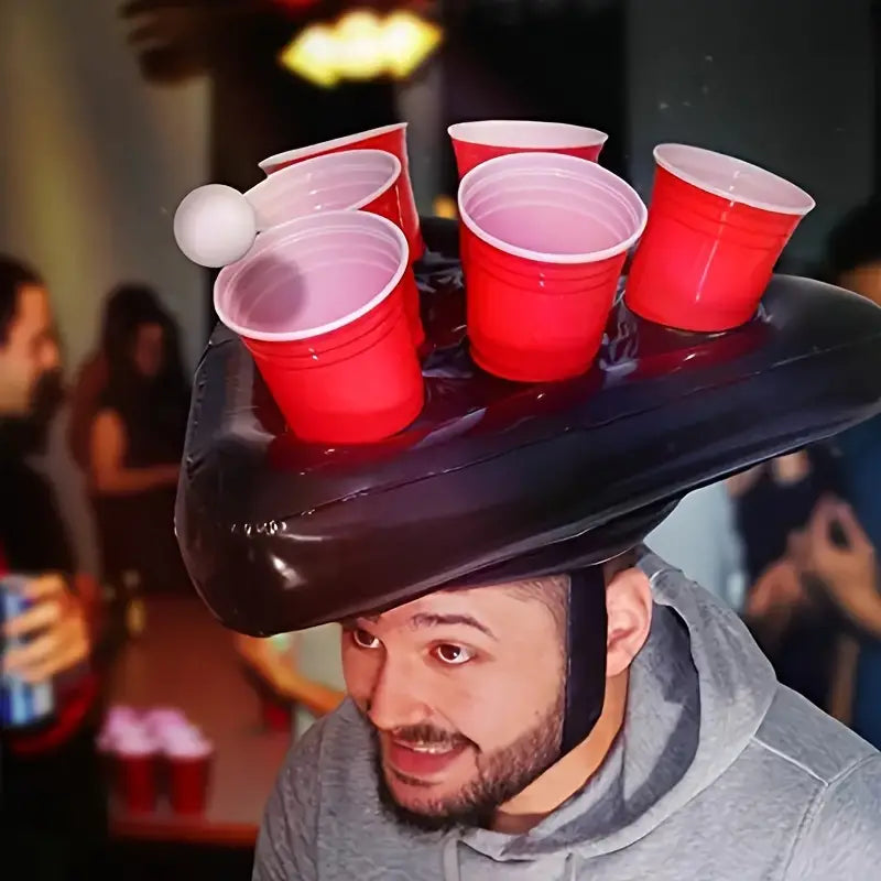 jeu d'alcool beer pong gonflable sur la tete