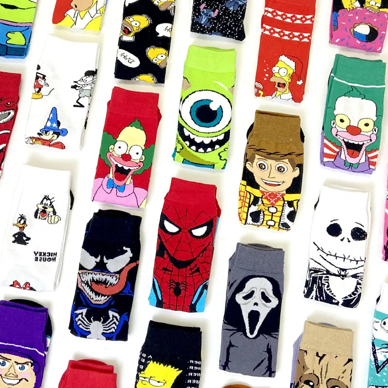 chaussettes animés spiderman toys story clown simpsons simpson