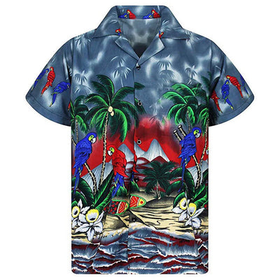 chemise hawaienne gris bleue