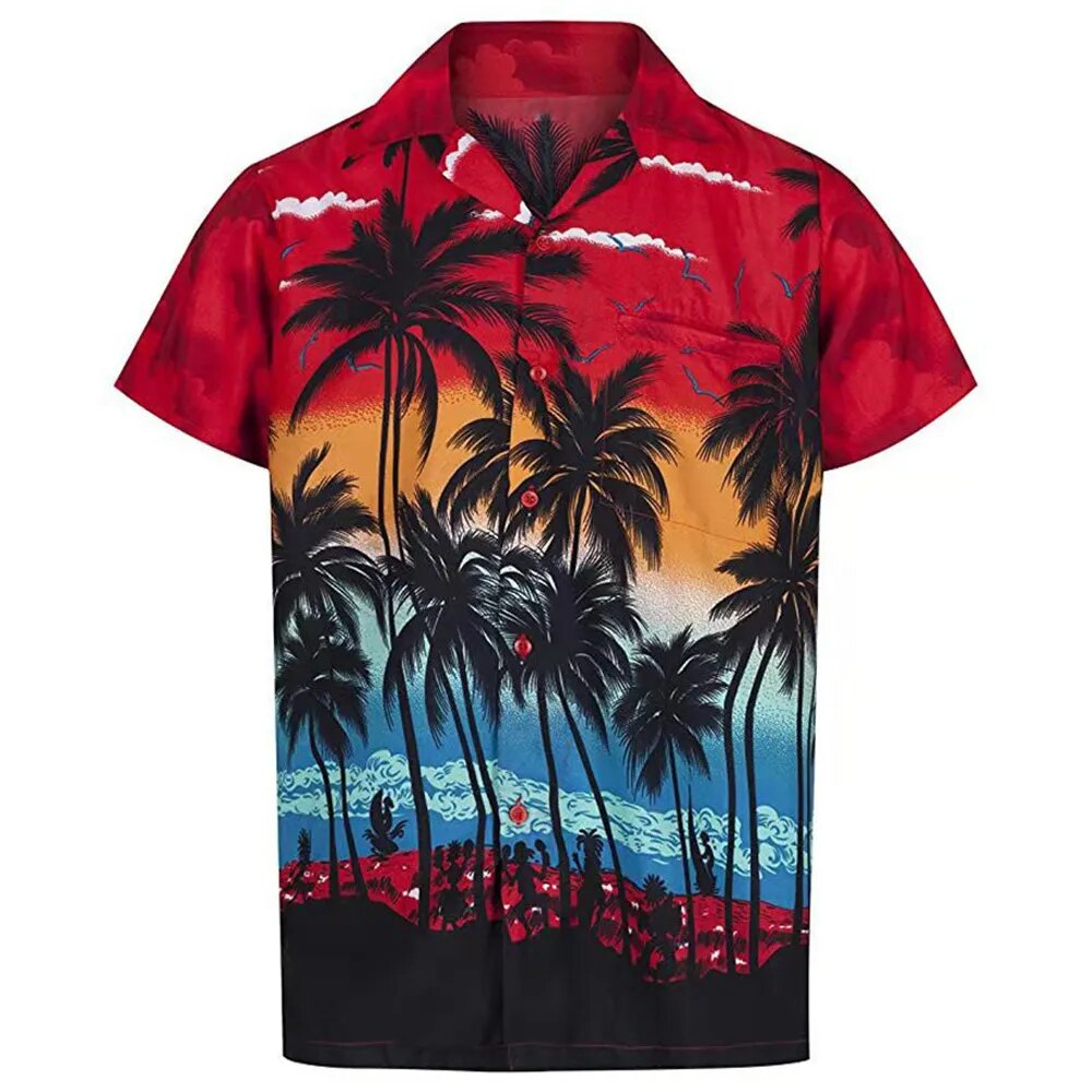 chemise hawaienne rouge orange